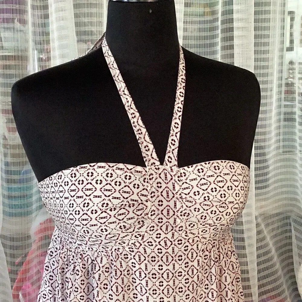 Madewell Silk Convertible Halter Dress Echo Grid Women’s Sz 0